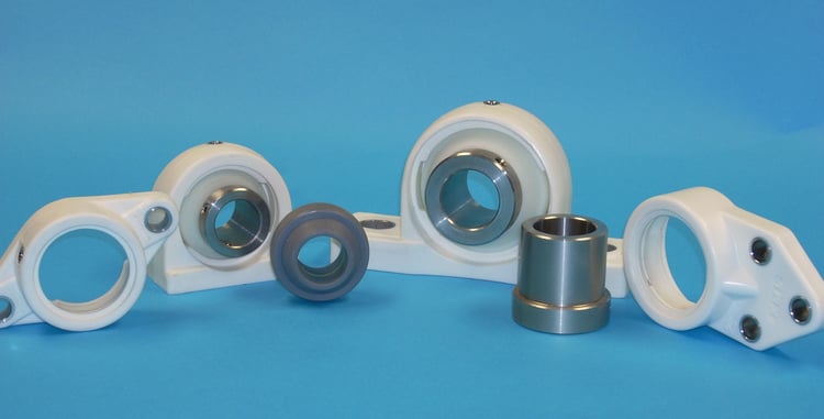 Plastic bearings mounted units